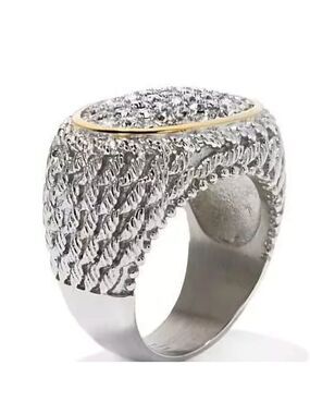 Emma Skye Oval Crystal Stainless Steel Size 7 NWOT
